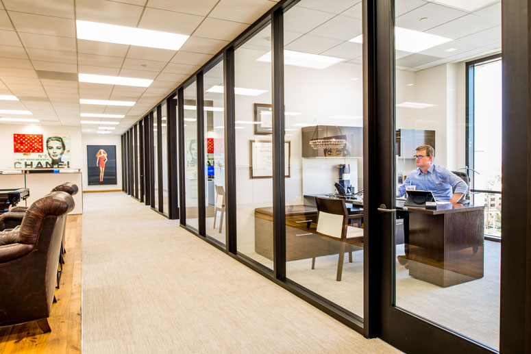 Glass walls in Hughes Marino's Orange County office