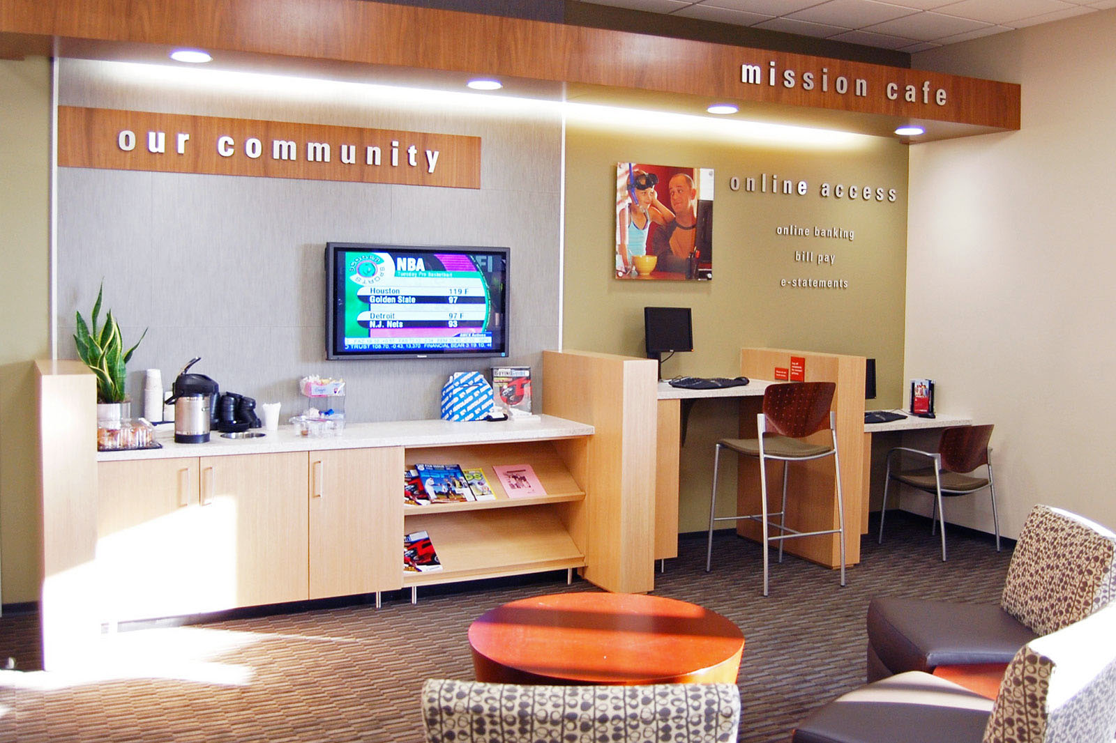 Mission Federal Credit Union coffee area