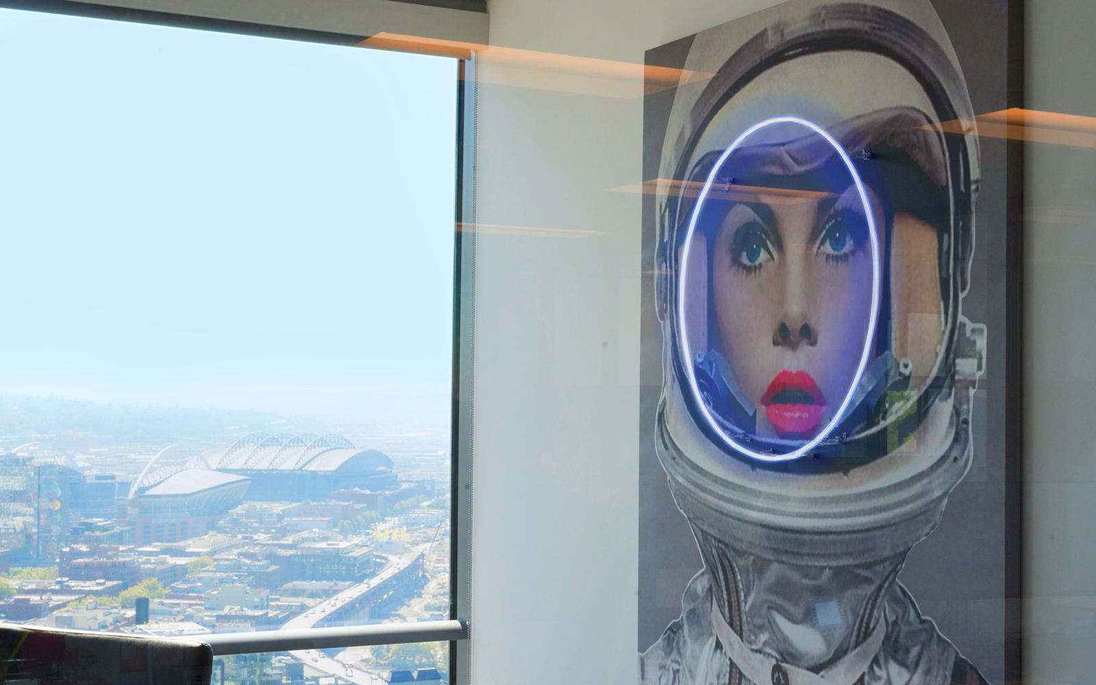 hughes marino neon space girl art seattle office
