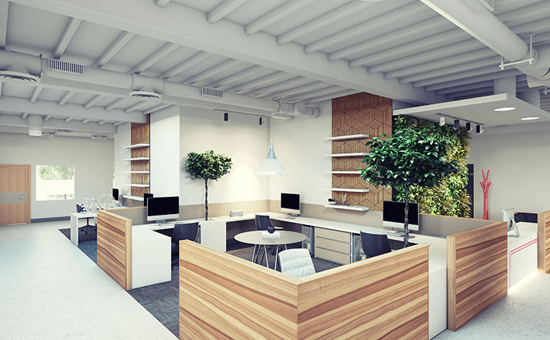 open ceiling office space