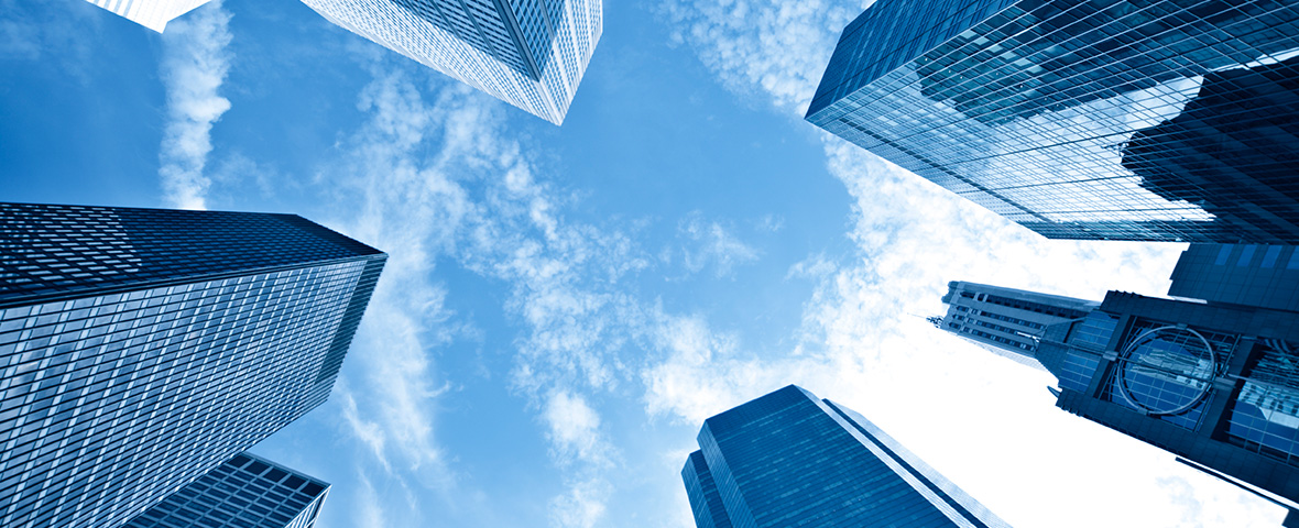 blue buildings sky