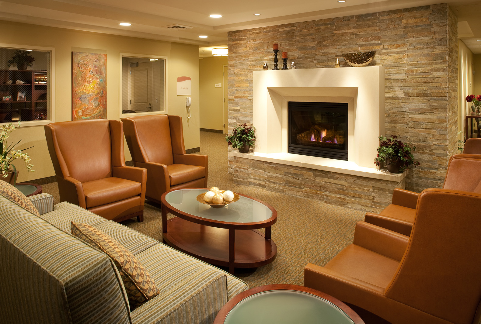 Seacrest Village fireplace lobby