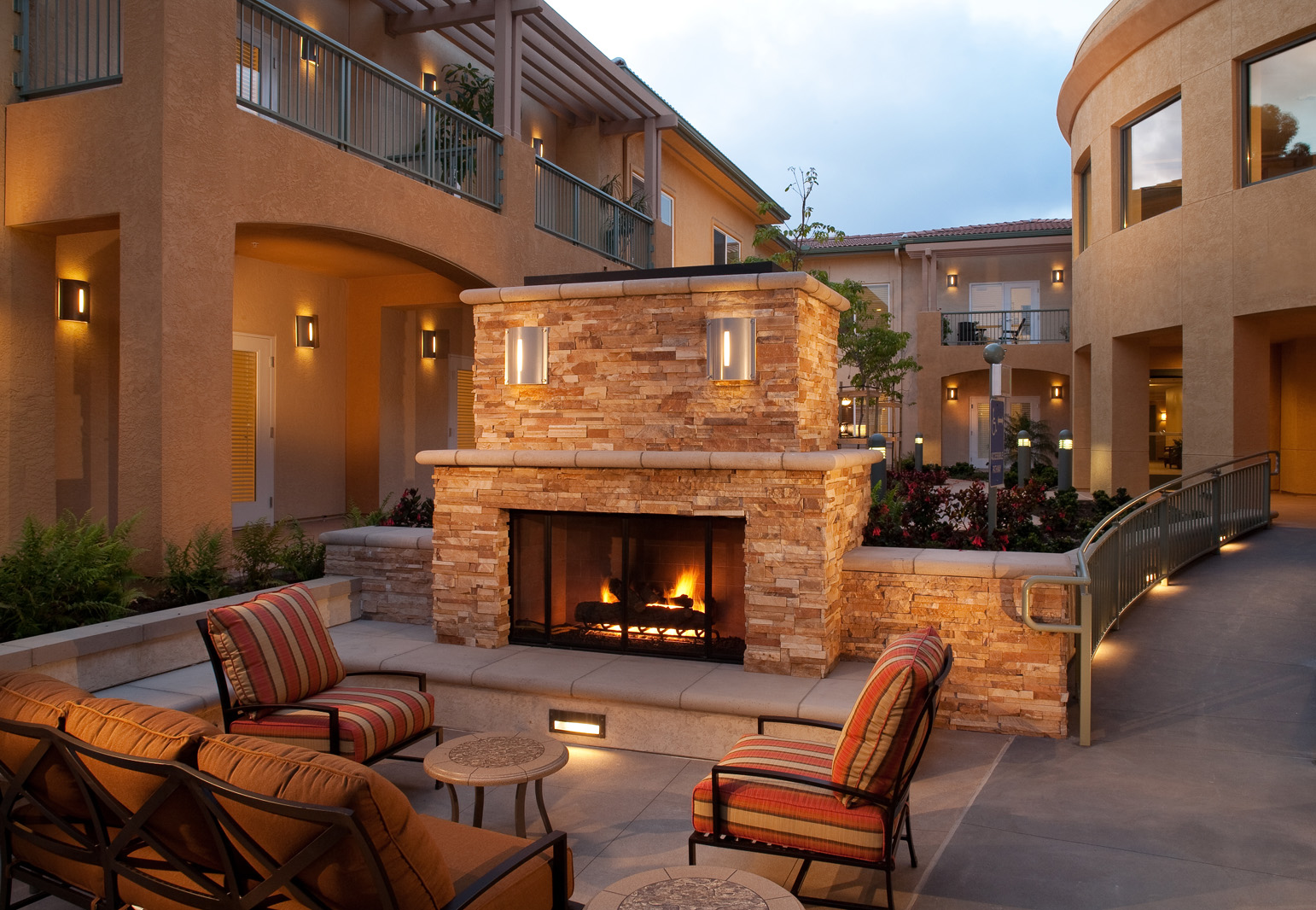 Seacrest Village outdoor patio fireplace