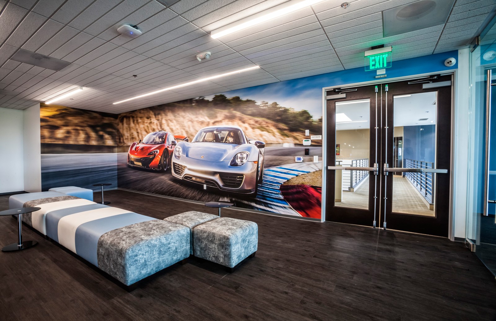 the enthusiast network racecar lounge area