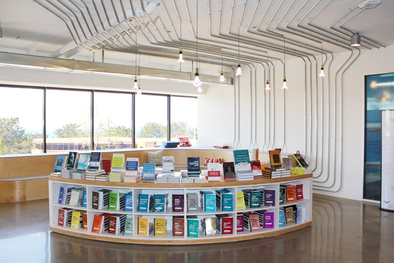 Neatly arranged metal conduits add a functional yet beautiful element to the CCL library.