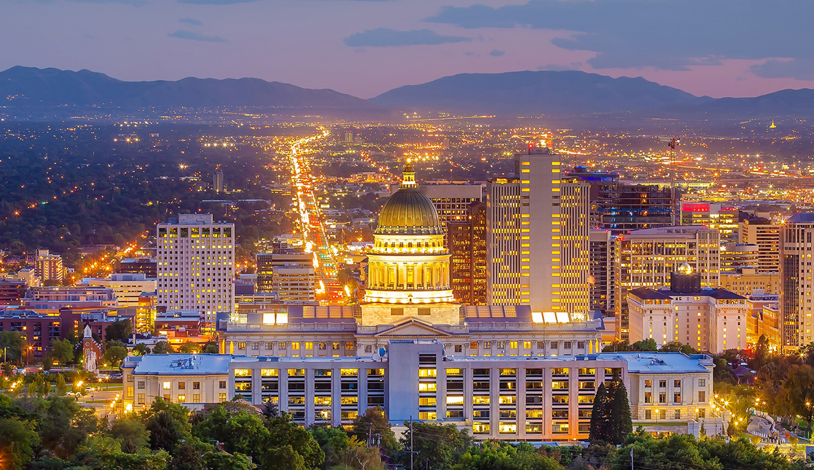 Downtown Salt Lake City skyline cityscape of Utah
