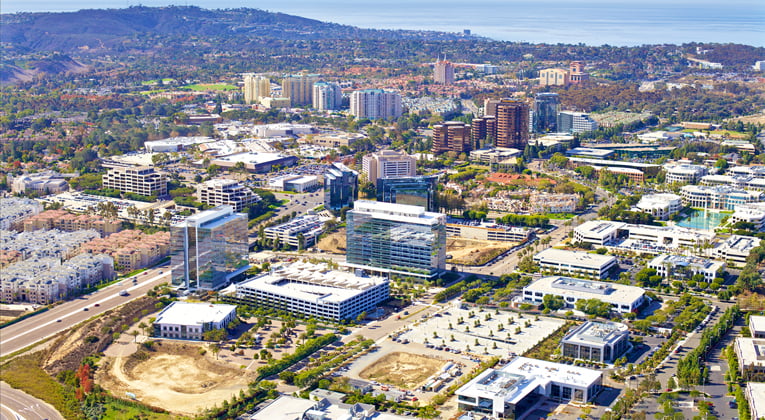 Aerial view of UTC, University City large residential and commercial, San  Diego Stock Photo by ©bonandbon 435638732