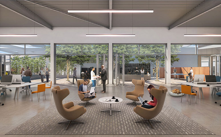 Architect's rendering of MAKE office interior.