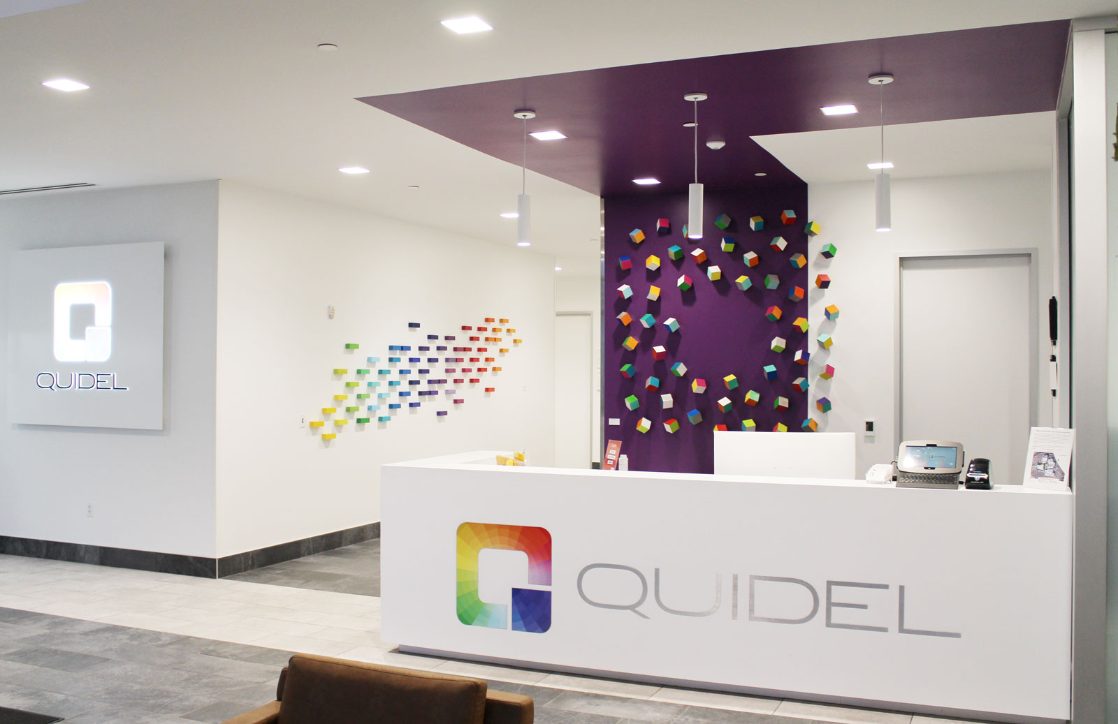 quidel building A reception area and signage 2 hughes marino project