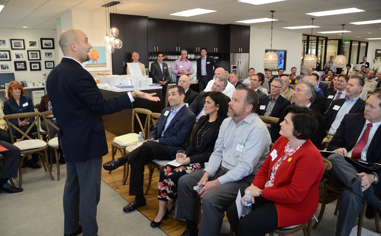 mike robbins speaks to crowd at hughes marino4 1 1